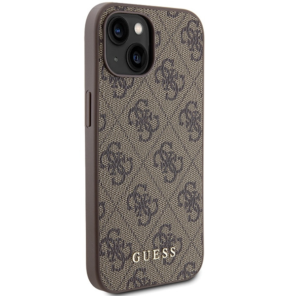 Guess GUHCP15SG4GFBR Apple iPhone 15 hard case 4G Metal Gold Logo brown