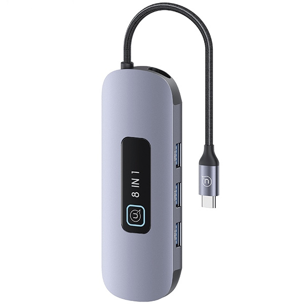 USAMS US-SJ643 HUB 8w1 USB-C / 3xUSB-A 3.0,TF,SD,USB-C,HDMI,RJ45 PD100W tarnish