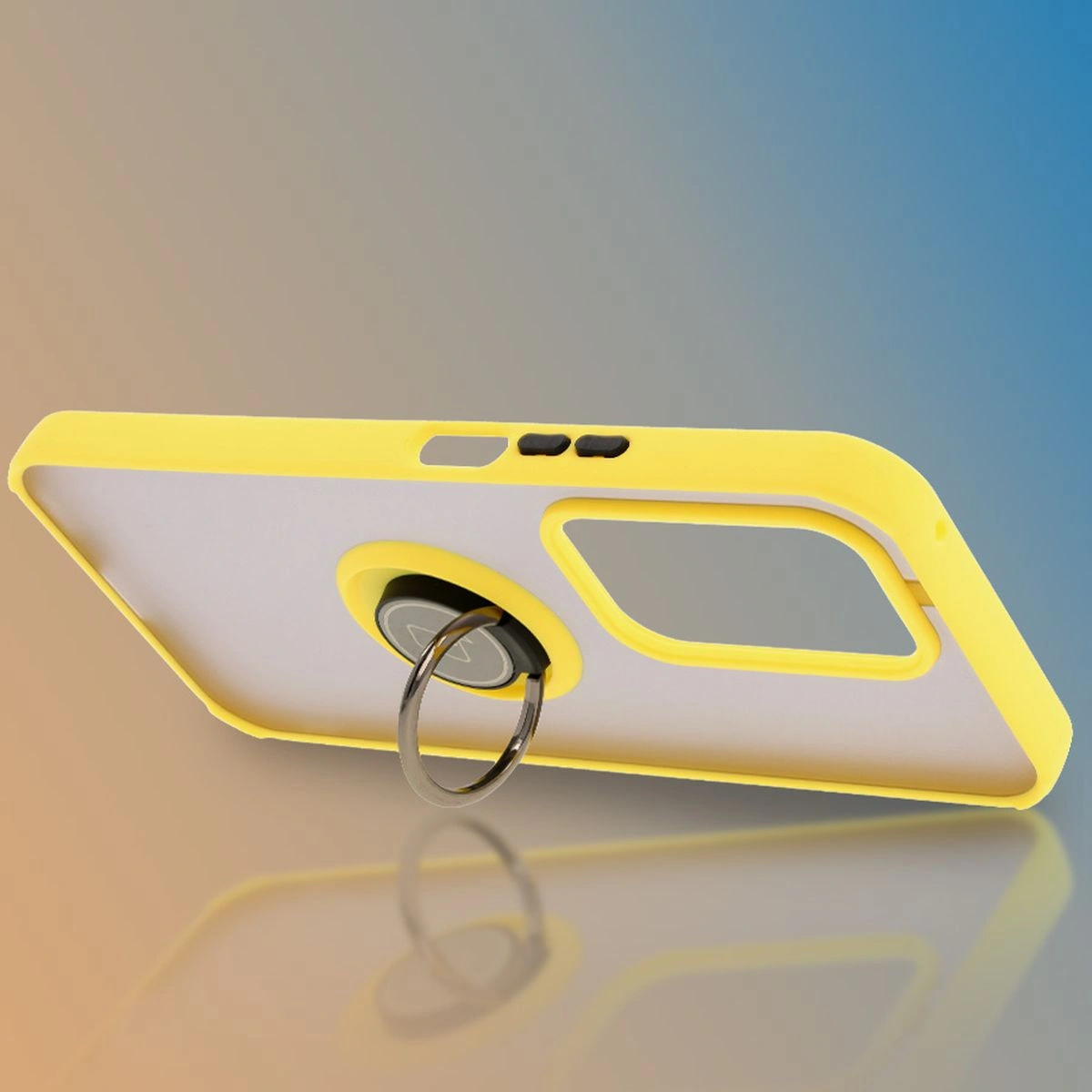 Bizon Case Hybrid Ring Honor 200 Lite smoky with a yellow frame