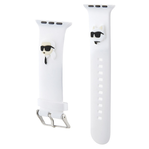 Karl Lagerfeld KLAWMSLKCNH Apple Watch 4/5/6/7/SE/8/9 40/41mm strap 3D Rubber Karl&Choupette Heads white