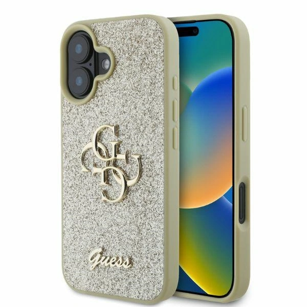 Case Guess GUHCP16SHG4SGD Apple iPhone 16 hardcase Fixed Glitter Big 4G gold