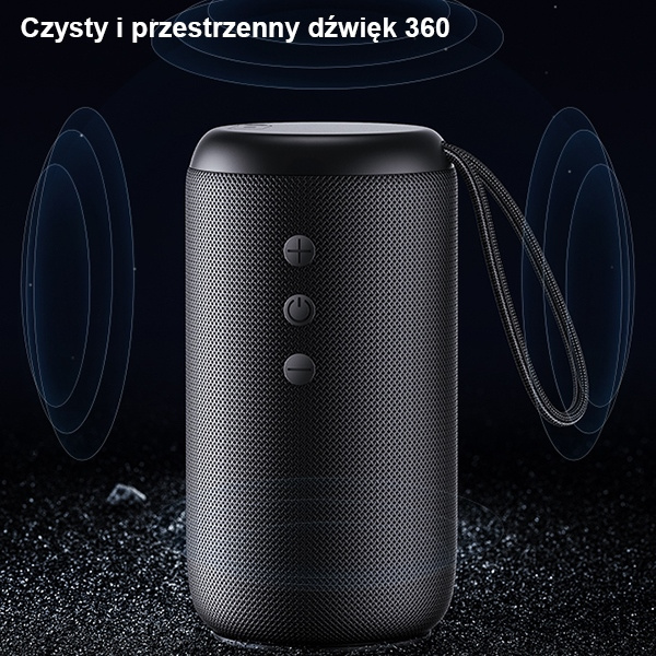 USAMS Waterproof Wireless Speaker with Lanyard YC Series Bluetooth 5.0 10W black YC011YX01