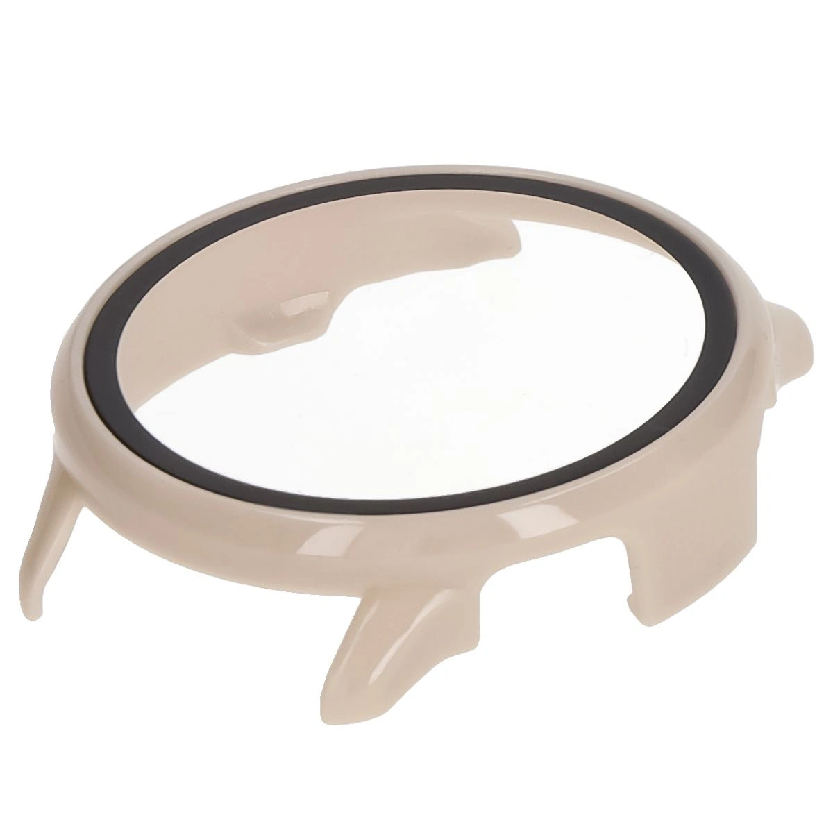 Etui ze szkłem do zegarka Bizon Case+Glass Watch do Garmin Vivoactive 6 beżowe