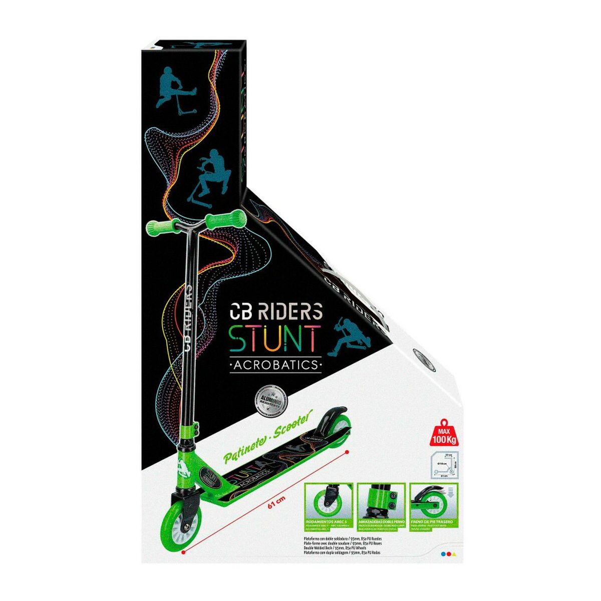 Scooter Colorbaby Black Green 4 Units