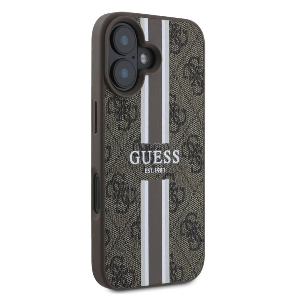 Case Guess GUHMP16SP4RPSW Apple iPhone 16 hardcase 4G Printed Stripes MagSafe brown