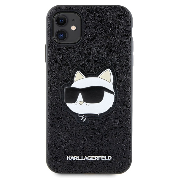 Karl Lagerfeld KLHCN61G2CPK Apple iPhone 11/XR black hardcase Glitter Choupette Patch