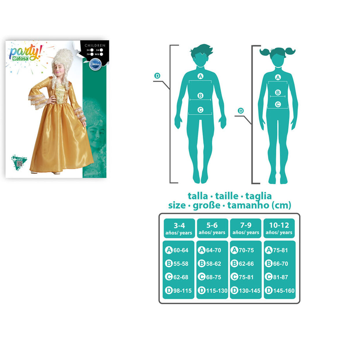 Costume for Children Female Courtesan Golden Costume for Children Female Courtesan Golden