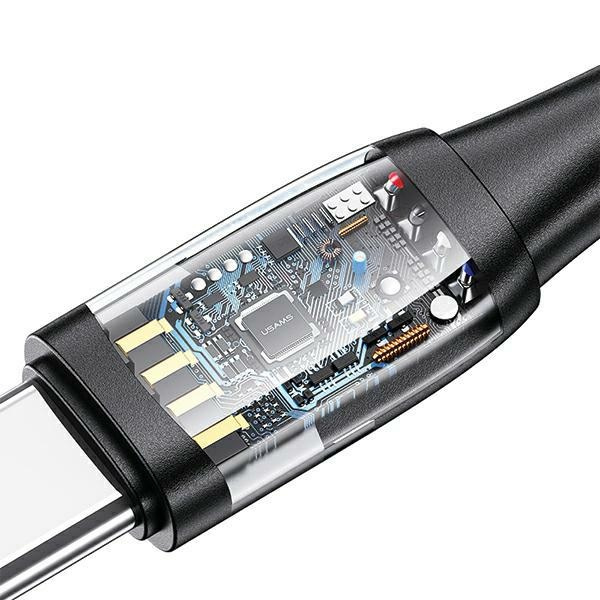 USAMS US-SJ645 U85 USB-A+USB-C/USB-C, Lightning, microUSB 6w1 1,2m 100W PD Fast Charge black