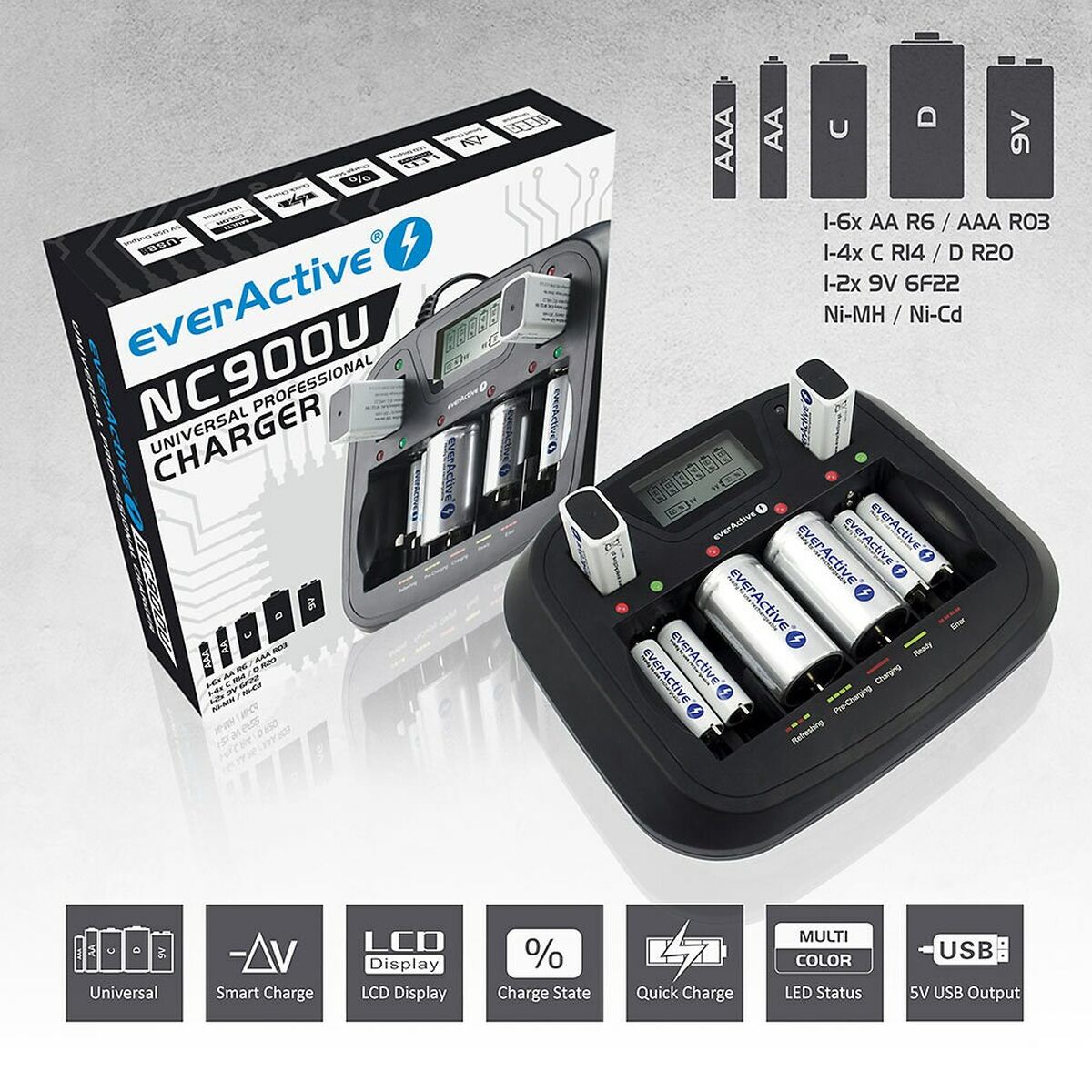 Battery charger EverActive NC-900U