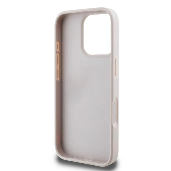 Case Guess GUHCP16XP4TDPP Apple iPhone 16 Pro Max hardcase Leather 4G Triangle Strass MagSafe pink