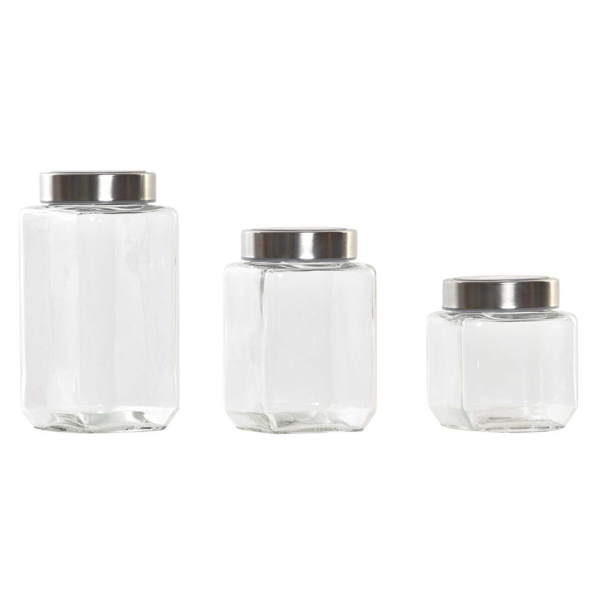 3 Tubs DKD Home Decor 8,5 x 8,5 x 18 cm Crystal Stainless steel 750 ml