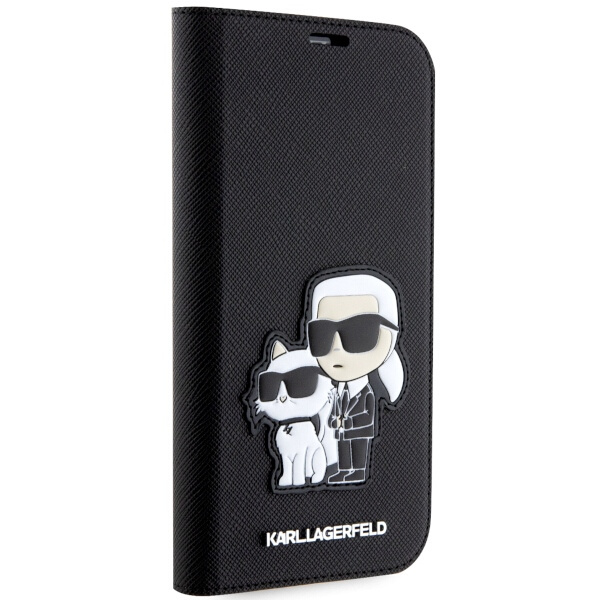 Karl Lagerfeld KLBKP14LSANKCPK Apple iPhone 14 Pro bookcase black Saffiano Karl & Choupette