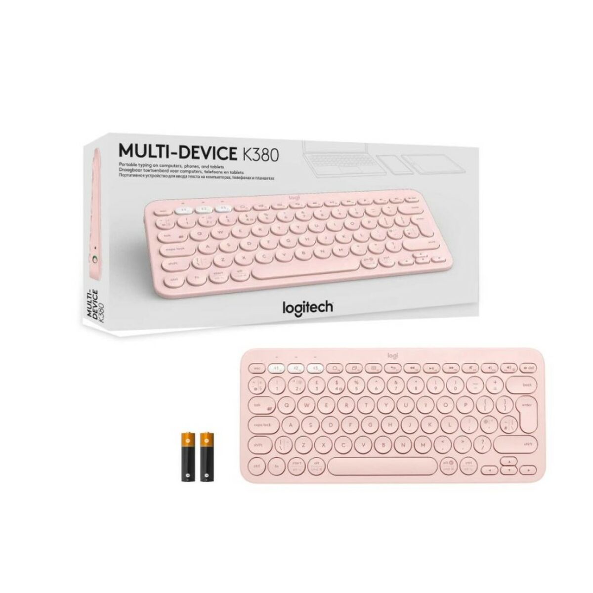 Drahtlose Tastatur Logitech K380  Rosa Qwerty Spanisch