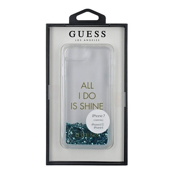 Guess GUHCP7GLUQBL Apple iPhone SE 2022/SE 2020/8/7 blue hard case Liquid Glitter Party