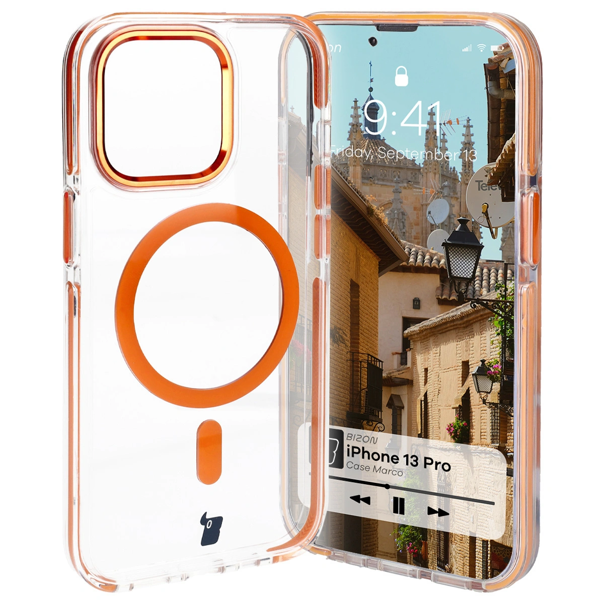 Bizon Case Marco Apple iPhone 13 Pro clear with orange frame