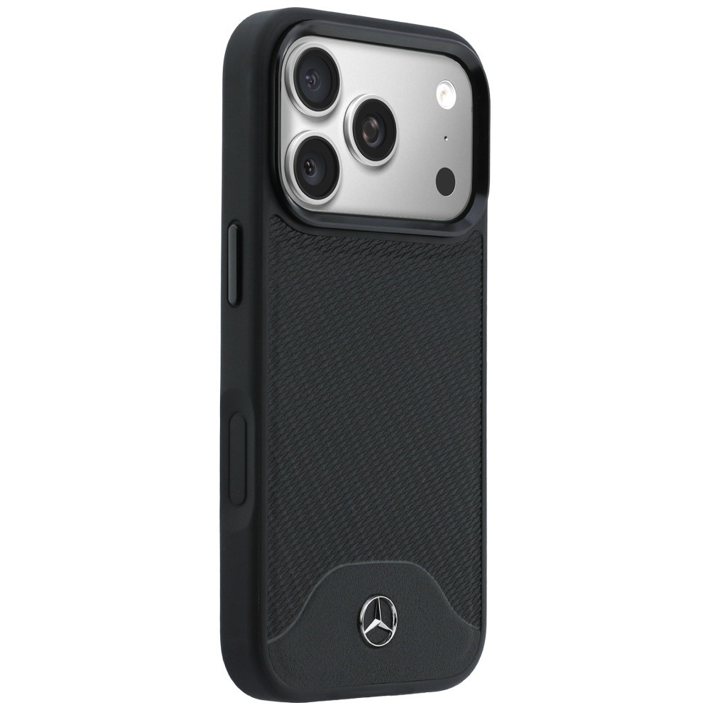 Etui Mercedes Leather Wood Effect and Curve MagSafe do Apple iPhone 17 Pro czarny