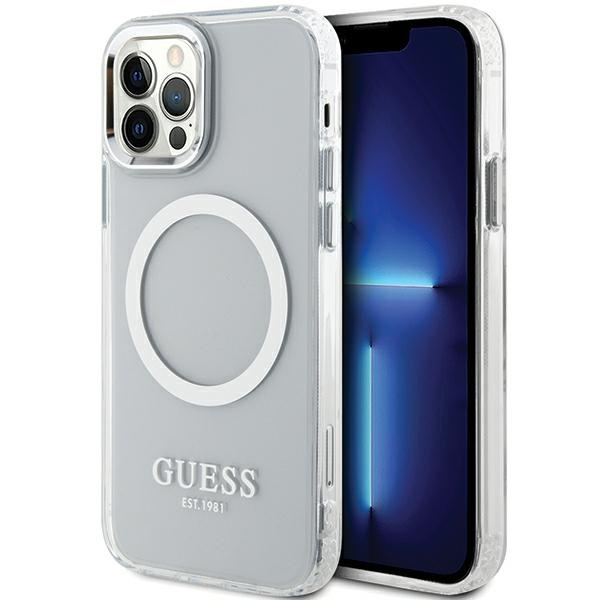 Guess GUHMP12MHTRMS Apple iPhone 12/12 Pro silver hard case Metal Outline Magsafe