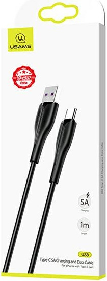 USAMS Cable U38 USB-C 5A Fast Charge for OPPO/HUAWEI 1m black SJ376USB01 (US-SJ376)