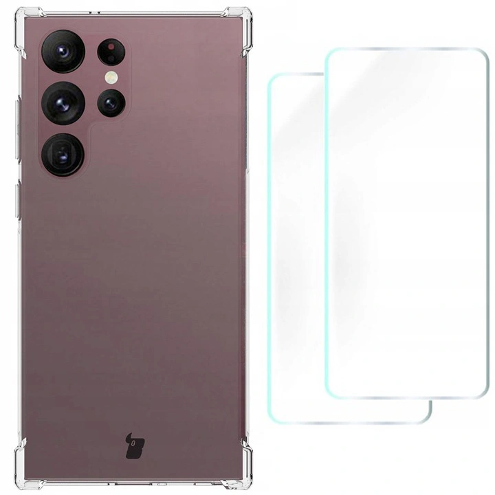Bizon Case Clear Pack case + 2x screen film + lens protector Samsung Galaxy S23 Ultra clear