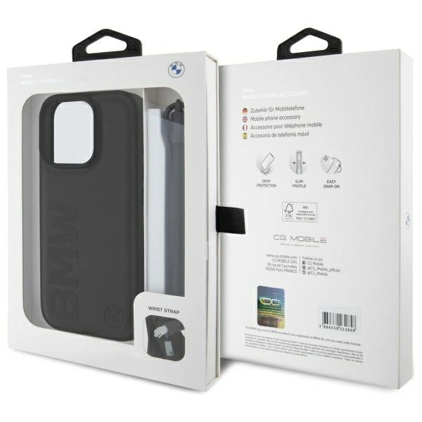 BMW BMHCP16X23RMRLK Apple iPhone 16 Pro Max hardcase Signature Leather Wordmark Cord black