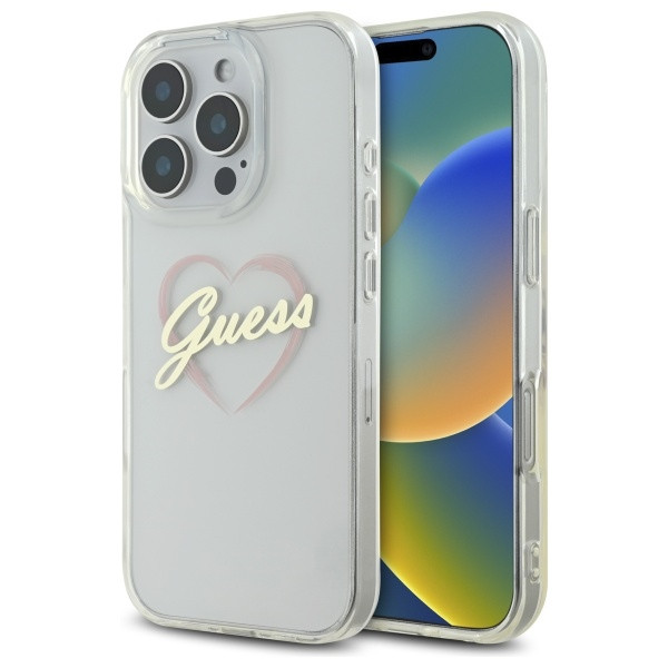 Etui Guess do Apple iPhone 16 Pro hardcase IML Heart przeźroczysty
