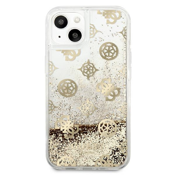 Guess GUHCP13SLGPEGO Apple iPhone 13 mini gold hardcase Peony Liquid Glitter