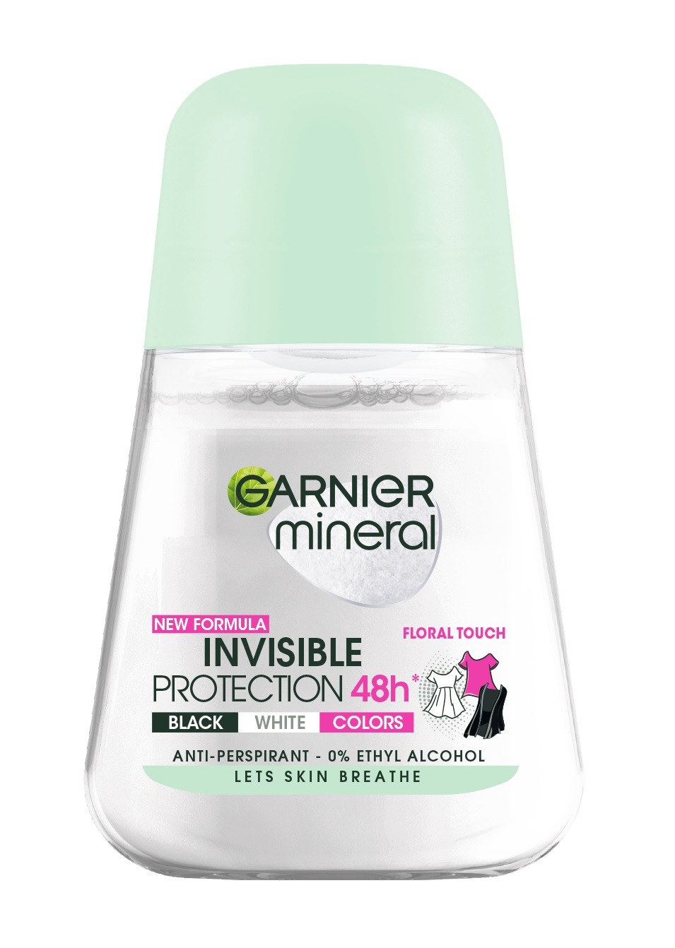 Garnier Mineral Dezodorant roll-on Invisible Protection 48h Floral Touch - Black,White,Colors   50ml