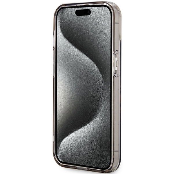 Guess GUHMP15SHFWFCK Apple iPhone 15 / 14 / 13 hardcase IML Flowers Wreatch MagSafe black