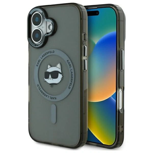 Karl Lagerfeld KLHMP16MHLSCHK Apple iPhone 16 Plus hardcase IML Metal Choupette Head MagSafe black