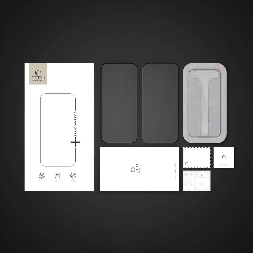 Szkło hartowane Tech-Protect Quick Set+ Apple iPhone 16 Pro Black [2 PACK]