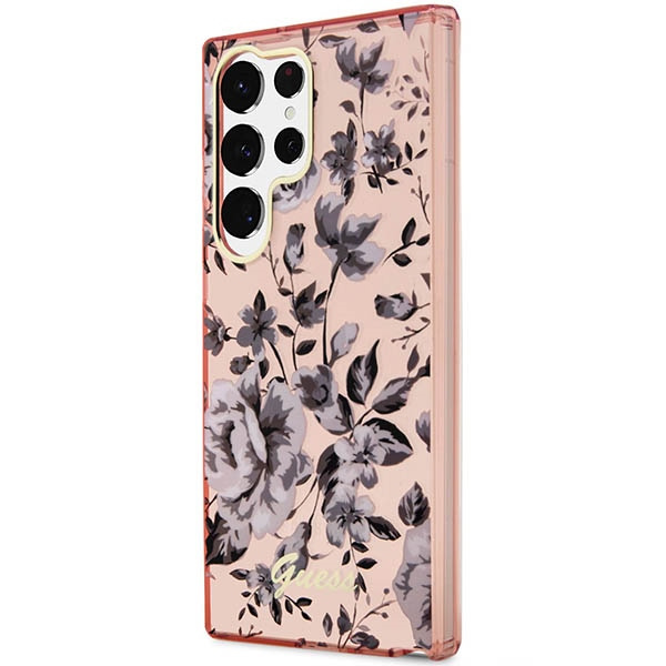 Guess GUHCS23LHCFWSP Samsung Galaxy S23 Ultra pink hardcase Flower Collection