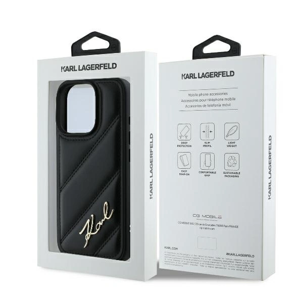 Case Karl Lagerfeld KLHCP16LPQDSMGK Apple iPhone 16 Pro hardcase Quilted Signature black