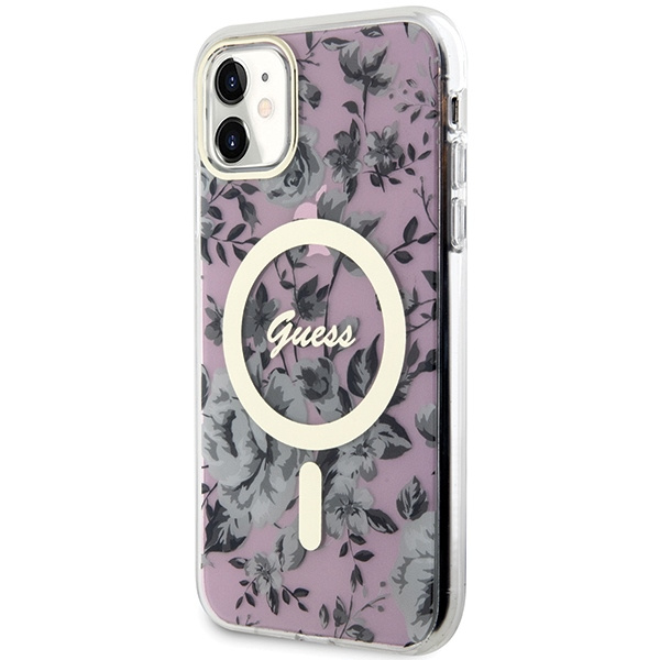 Guess GUHMN61HCFWSP Apple iPhone 11/XR pink hardcase Flower MagSafe