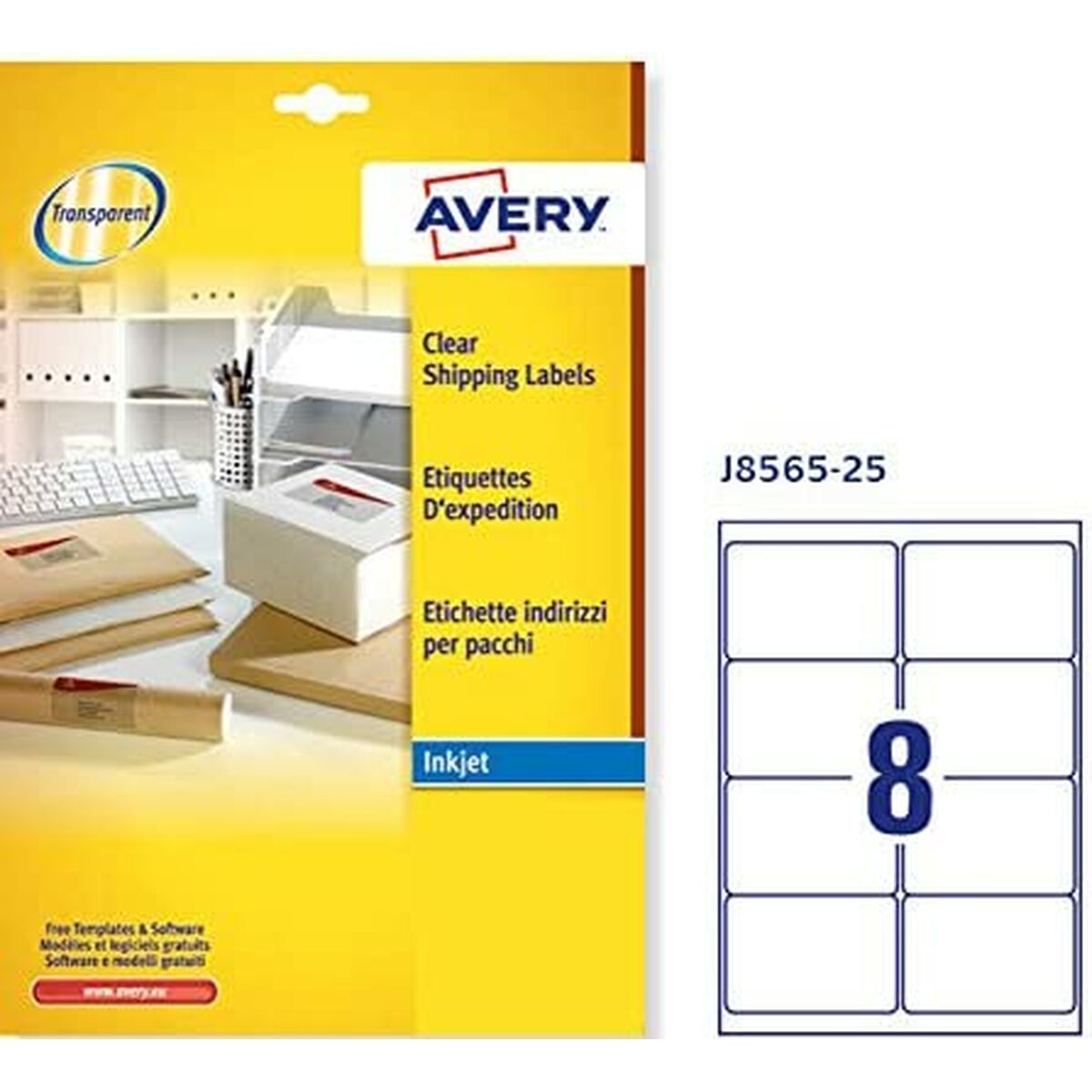 Adhesive labels Avery 99,1 x 67,7 mm Transparent 25 Sheets (25)