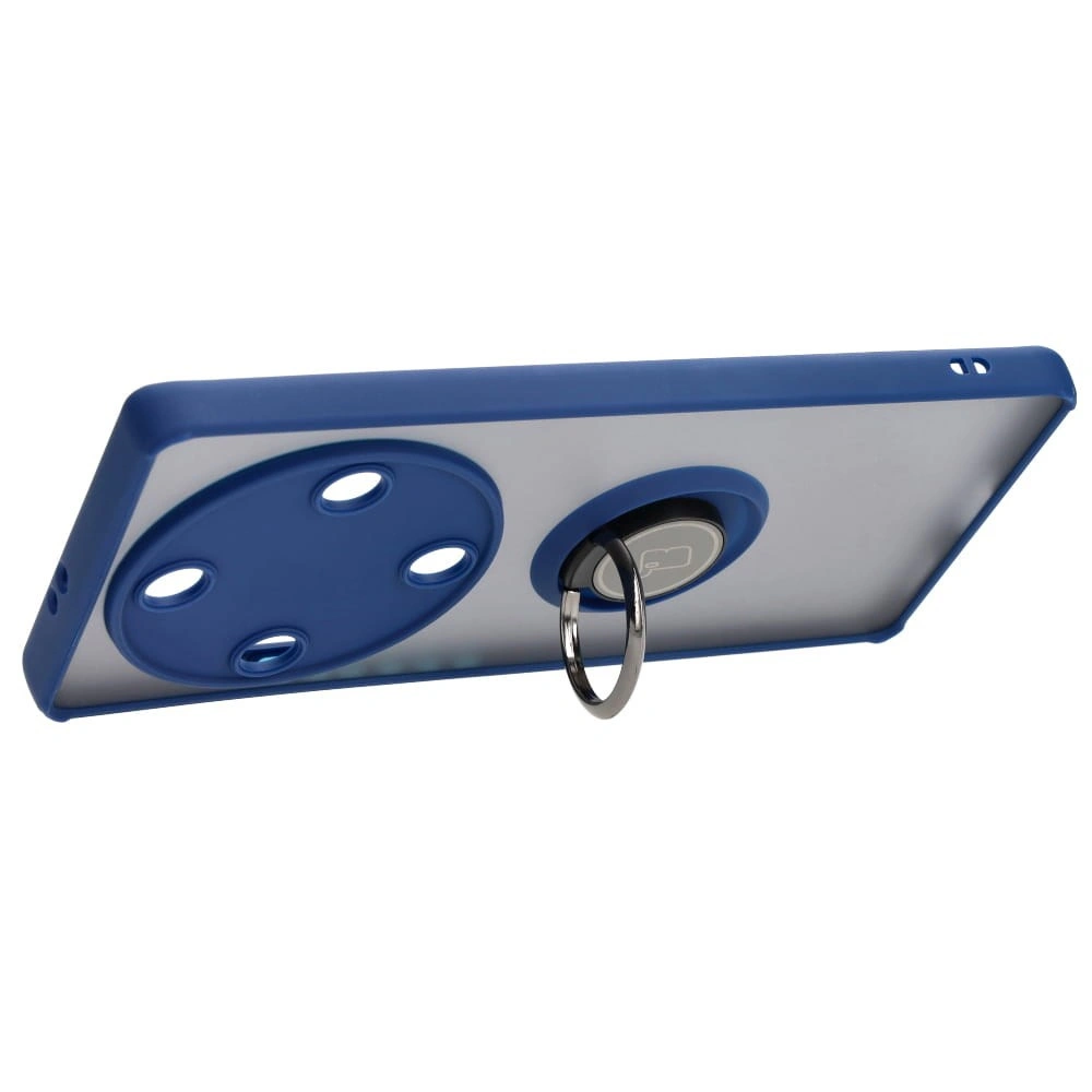 Bizon Case Hybrid Ring Honor Magic5 Lite smoky with a navy blue frame
