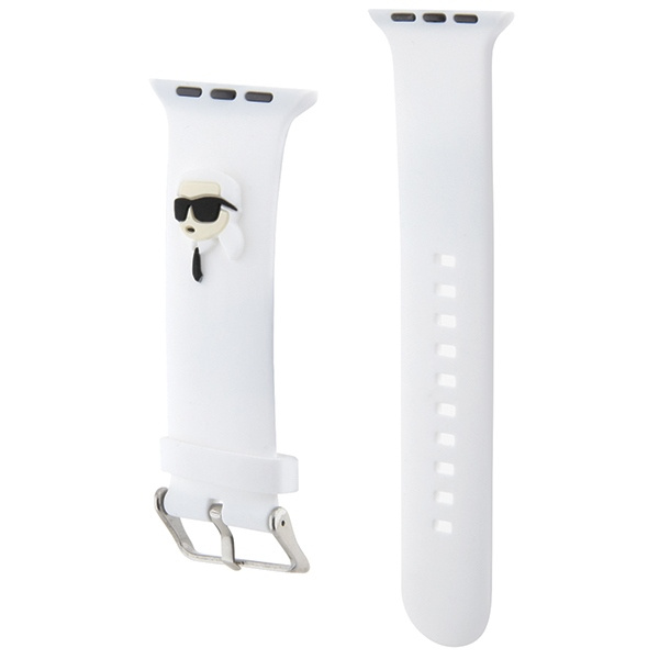 Karl Lagerfeld KLAWLSLKNH Apple Watch 4/5/6/7/SE/8/9/Ultra 44/45/49mm strap 3D Rubber Karl Head white