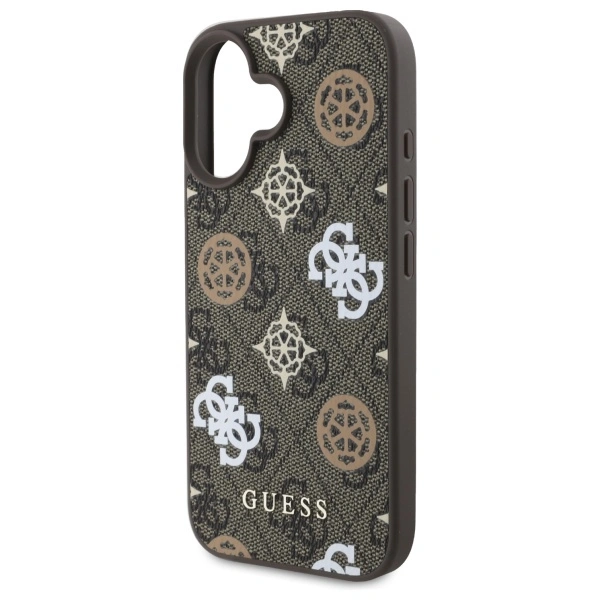 Guess GUHMP16SP4PWPW Apple iPhone 16 hardcase Peony On 4G Background MagSafe brown