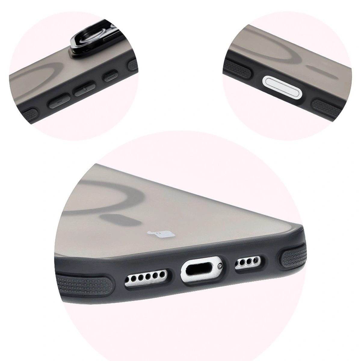 Bizon Case Eclipse Apple iPhone 16 Pro smoky with a black frame