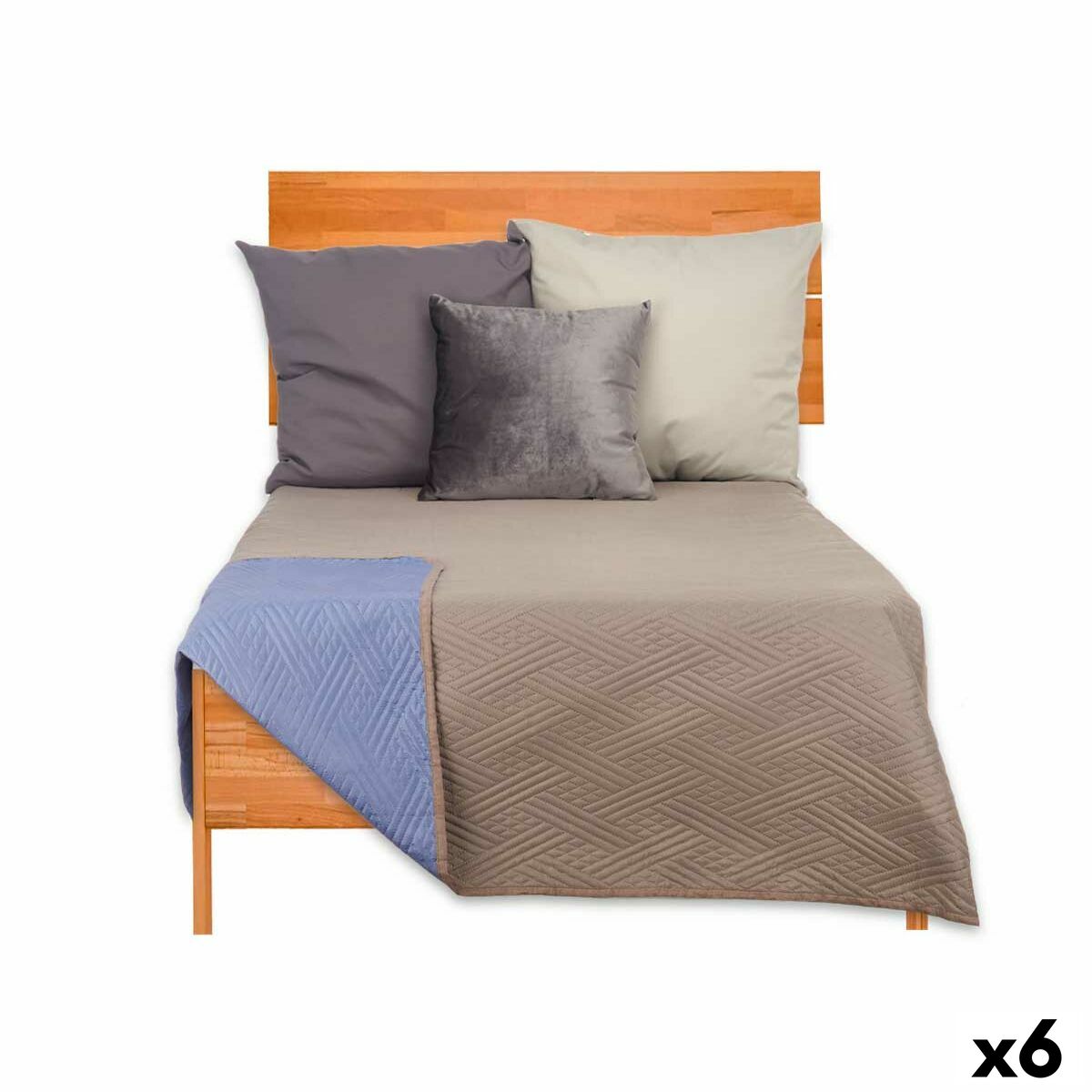 Reversible Bedspread 240 x 260 cm Blue Grey (6 Units)