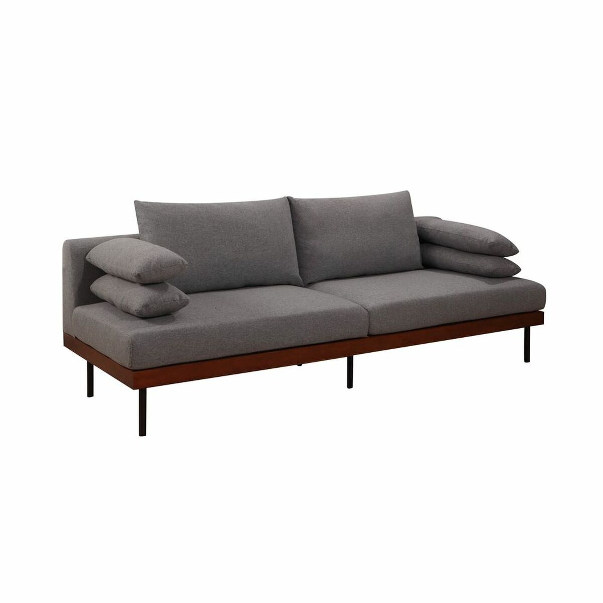 Sofa DKD Home Decor Polyester Cotton Metal Pinewood Dark Grey (220 x 88 x 85 cm)