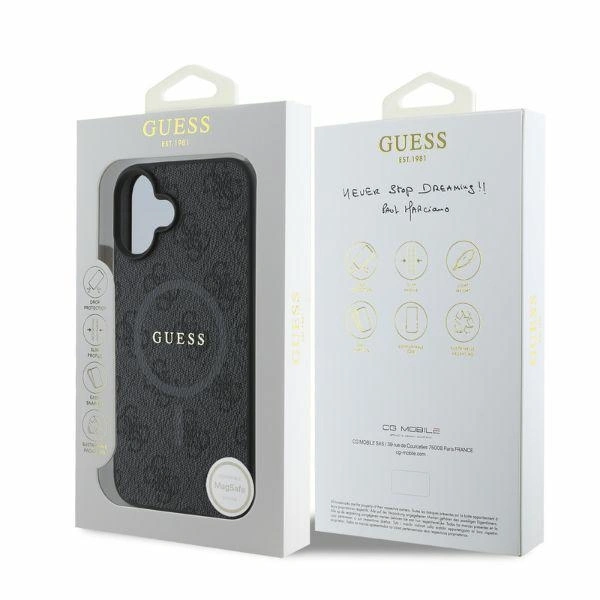 Case Guess GUHMP16SG4GFRK Apple iPhone 16 hardcase 4G Ring Classic Logo MagSafe black
