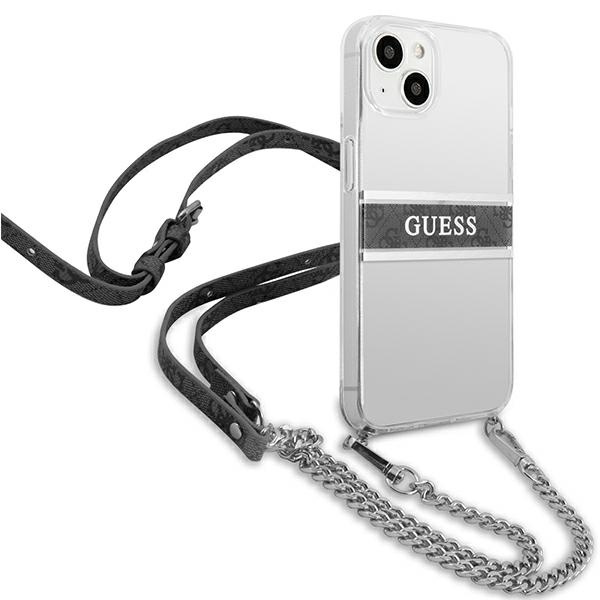 Guess GUHCP13SKC4GBSI Apple iPhone 13 mini Transparent hardcase 4G Grey Strap Silver Chain