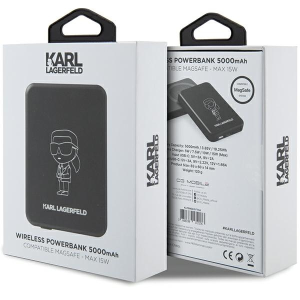 Karl Lagerfeld KLPBM5KIOTTGK 15W 5000mAh induction powerbank Outline Ikonik MagSafe black