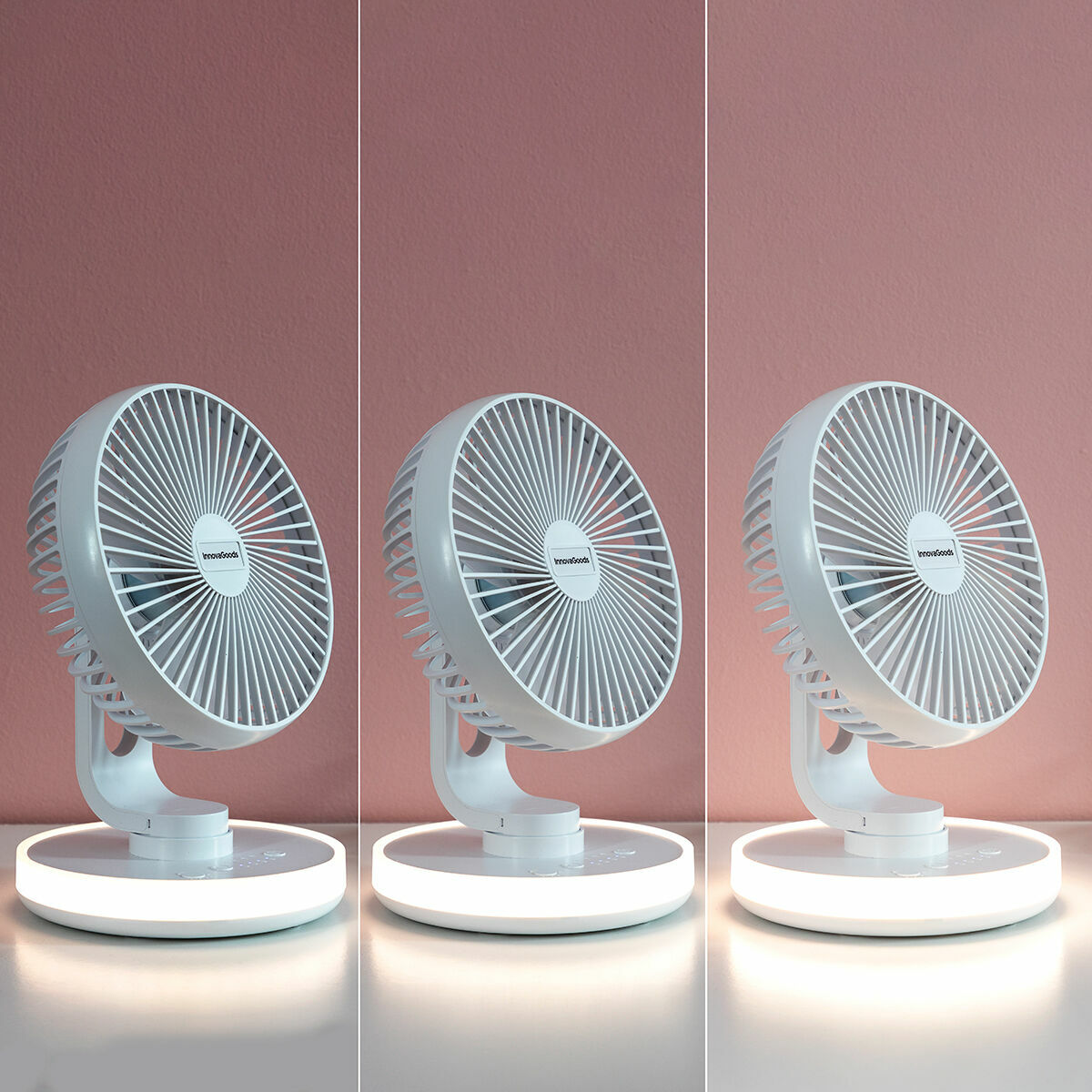 Rechargeable Desk Fan with LED FanLed InnovaGoods Ø6,6'' 4000 mAh Rechargeable Desk Fan with LED FanLed InnovaGoods Ø6,6'' 4000 mAh