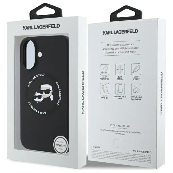 Karl Lagerfeld KLHMP16SSKCHTCK Apple iPhone 16 hardcase Silicone Karl&Choupette Heads MagSafe black