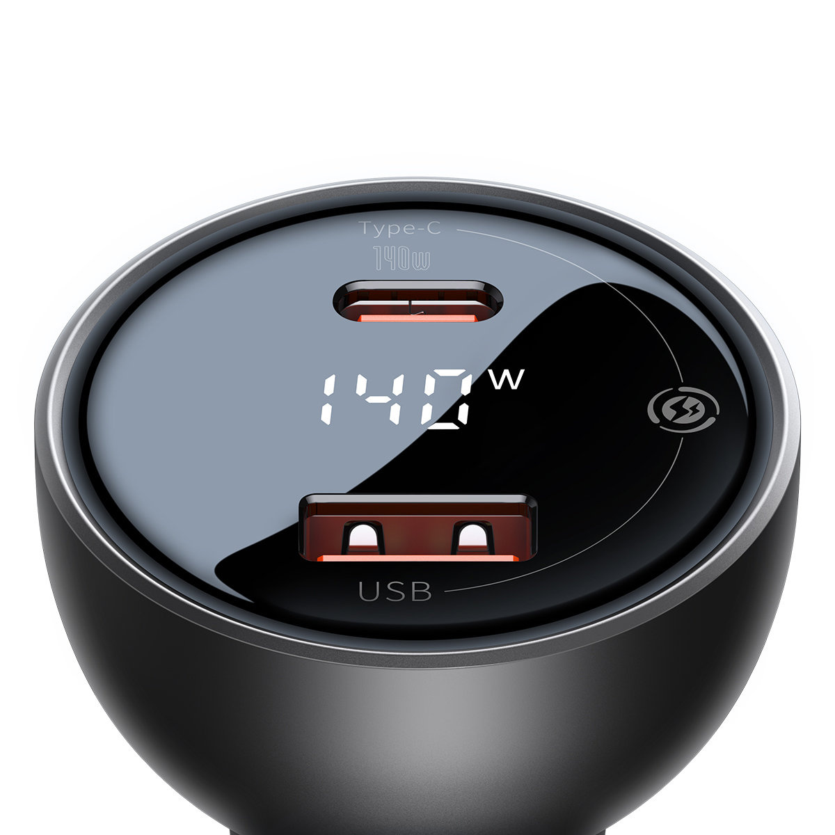 Baseus Digital Display Car Charger USB-A/USB-C PD 3.1 140W + USB-C 5A 240W cable 1m black