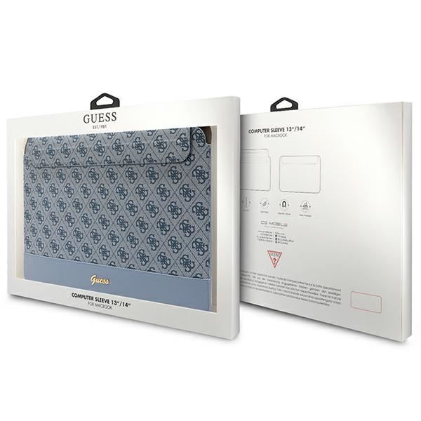 Guess Sleeve GUCS14PS4SGB 14 inch blue 4G Stripe Metal Logo