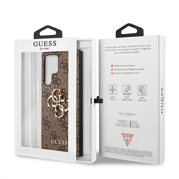 Guess GUHCS22L4GMGBR Samsung Galaxy S22 Ultra brown hardcase 4G Big Metal Logo