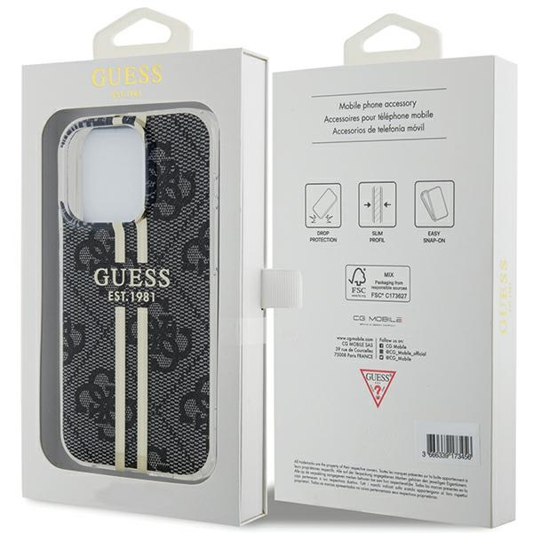 Guess GUHCP15LH4PSEGK Apple iPhone 15 Pro hardcase IML 4G Gold Stripe black