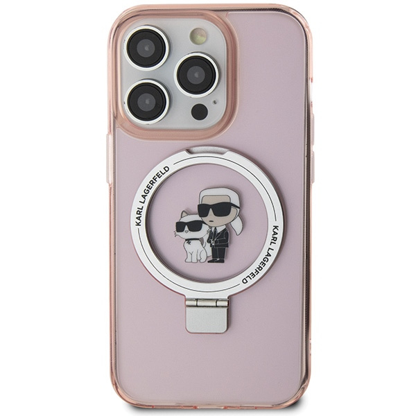 Karl Lagerfeld KLHMP15LHMRSKCP Apple iPhone 15 Pro hardcase Ring Stand Karl&Choupettte MagSafe pink